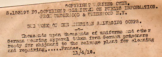 World War I photos--empty uniforms txt289