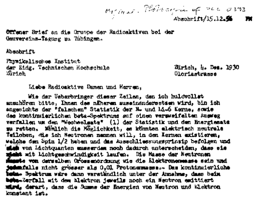 Pauli letter