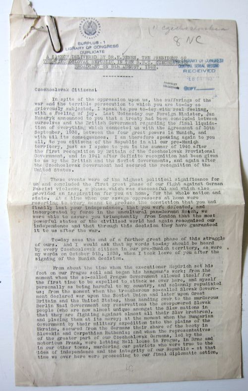 Benes 1942 front