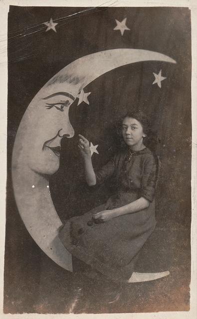Moon girl poking nose