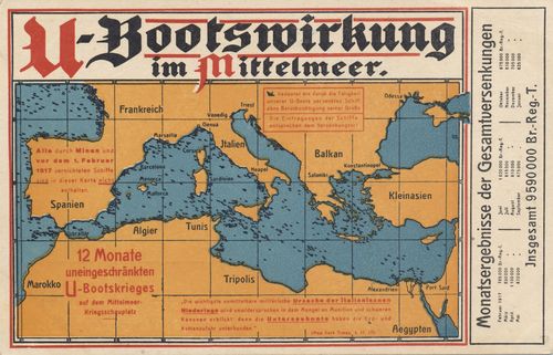 Maps WWI u-boat Med