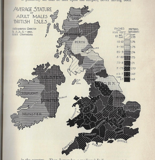 Maps average heights men British isles