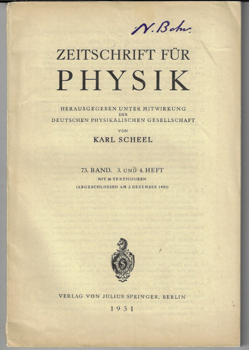Guttinger 1933 ZfP 