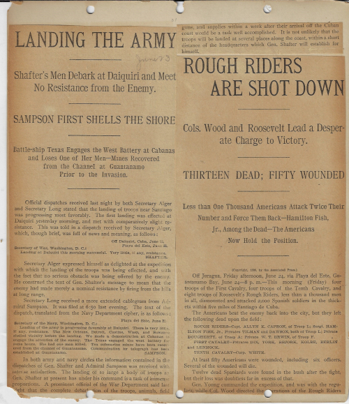 Spanish American War scrapbook rough riders