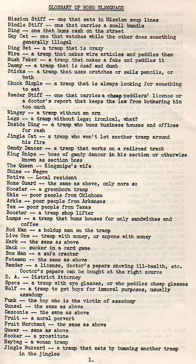 Hobos lingo a341