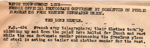 World War I photos--sewing in field txt300