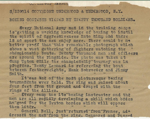 WWI Photo boxing text WWI Photo boxing text