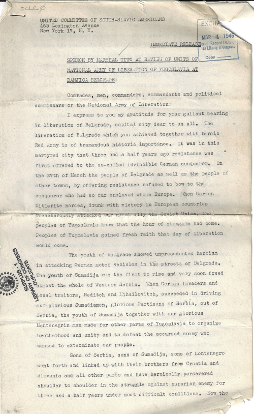 WWII Yugoslavia mimeo WWII Yugoslavia mimeo